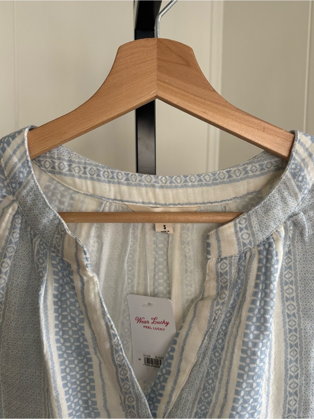 Lucky Brand Blue White Stripe V Neck Sleeveless Cotton Blouse Womens S NWT